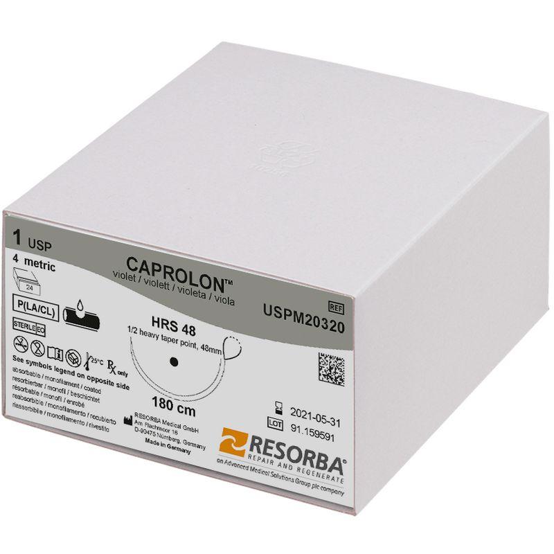 Капролон USP 1 фіолетовий, довжина нитки 70см, дві колючі прямі голки 65мм